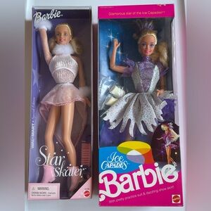 Vintage 1990 Ice Capades & 2000 Star Skater Barbie NRFB Lot